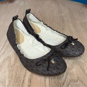 Michael Kors Juliette Logo Ballet Flats Signature Canvas Slip Ons Women’s Size 6